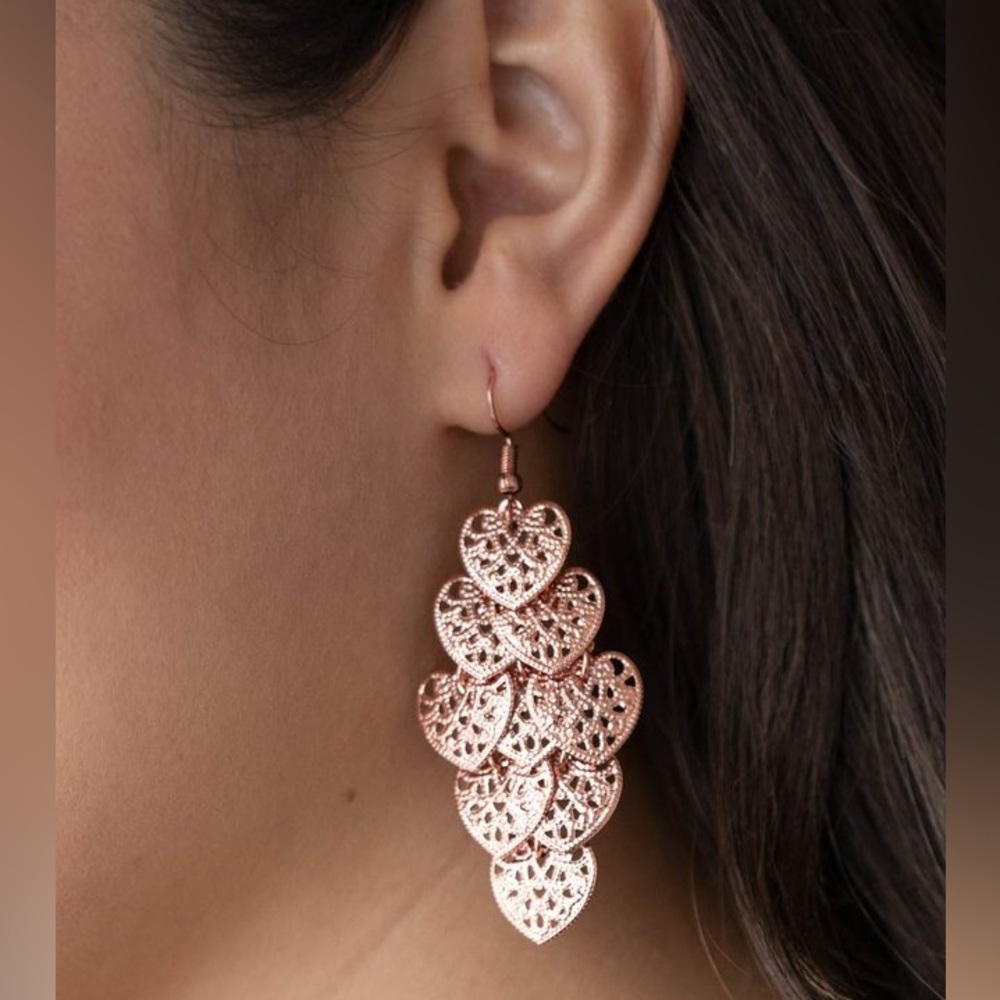 Shimmery Soulmates Cooper Toned Earrings